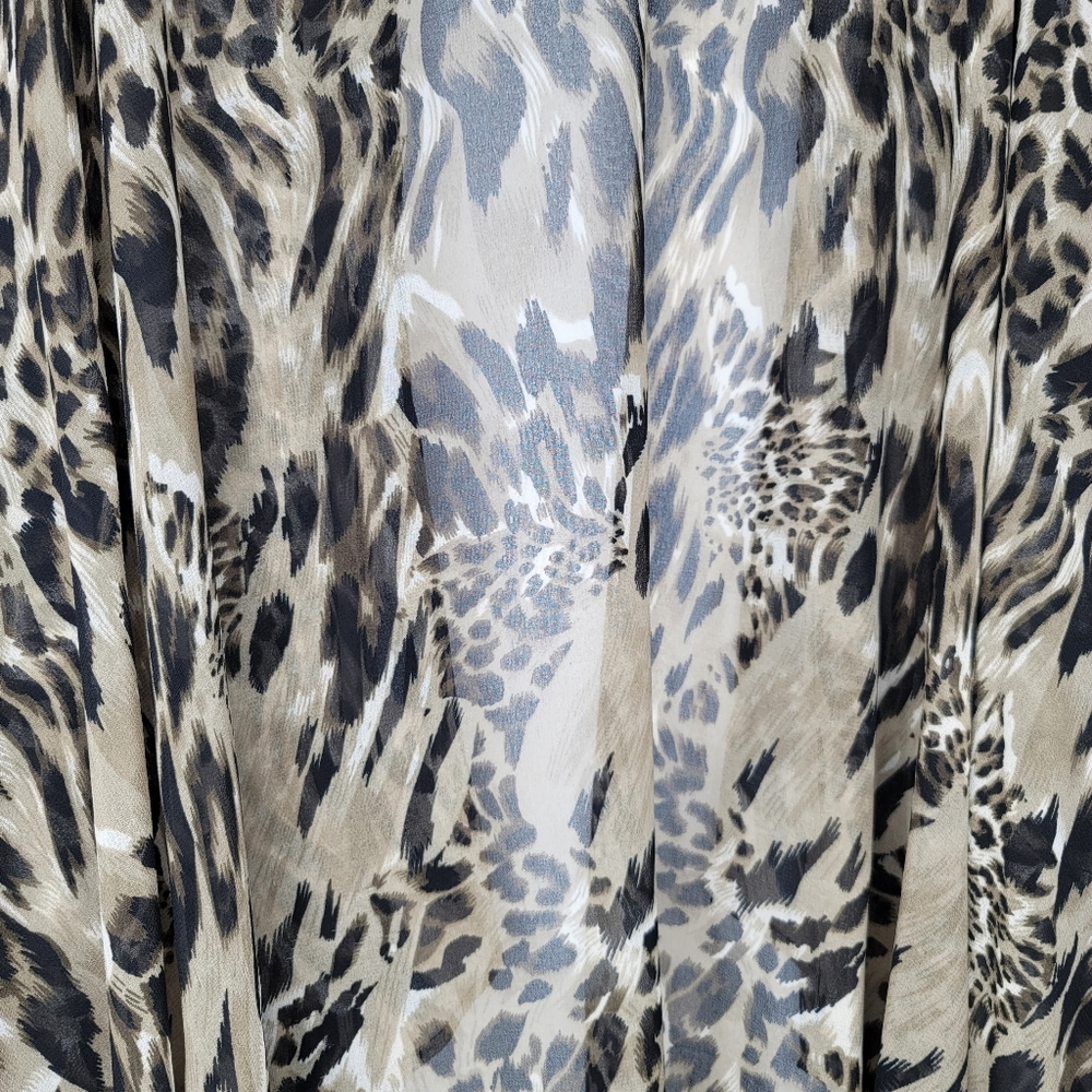 Olive And Black Animal Print Open Front Cardigan - Picture 7 of 8